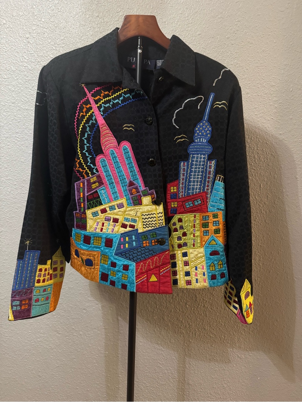 Pushpa cityscape colorful blazer